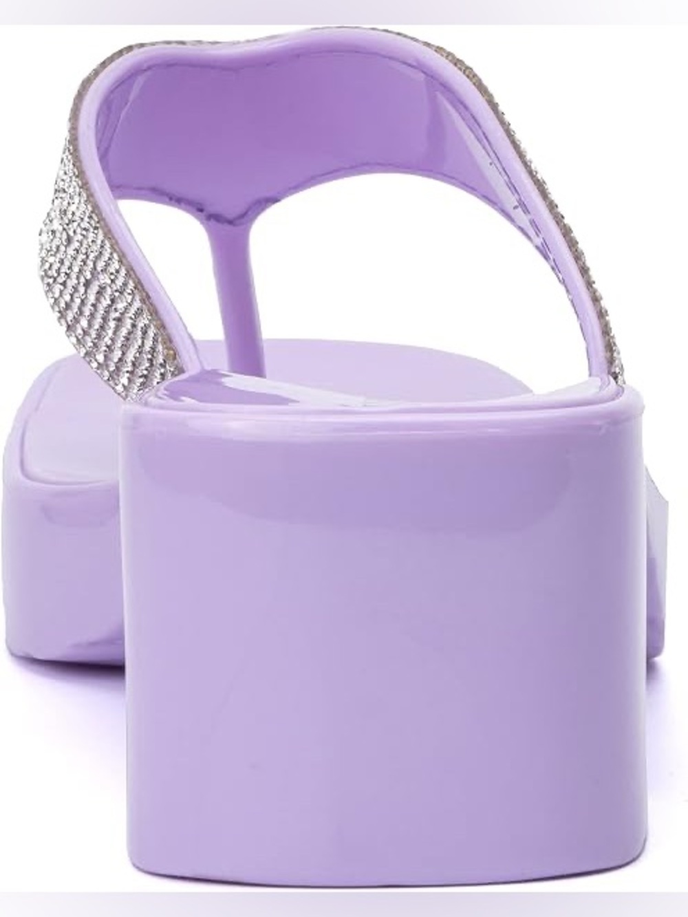 Olivia Miller Gelly Lilac Rhinestone Chunky Platform Thong Sandal, Ladies Size 7 - Picture 2 of 16
